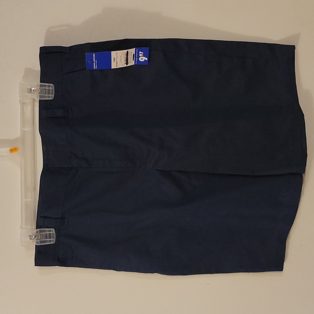 2 pair Boys Shorts, Size 14 Husky  2 pair, 1 Tan, 1 Dark blue